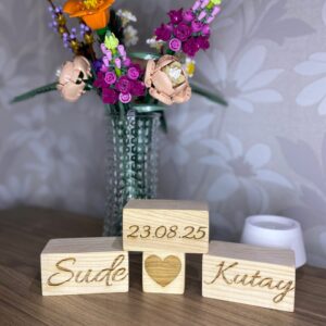 Söz Nişan Kız isteme Hatıra Anı Küpleri 4 Parça isme Özel Lazer Yazım