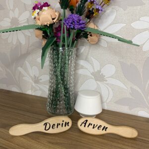 ikiz Bebekler için isme Özel Lazer Yazım 2'li Set %100 Keçi Kılı Saç Fırçası Seti