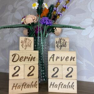 ikiz Bebekler için Anne Bebek Anı Küpü 10'lu Set isme Özel Lazer Yazım